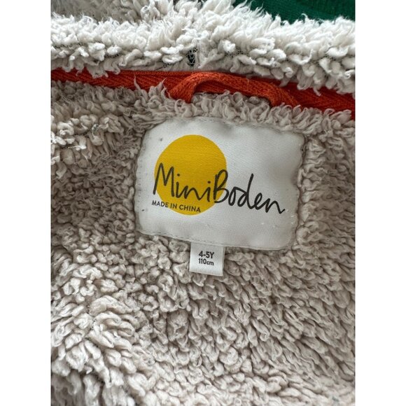 Mini Boden Boys 4-5Y Green Sherpa Lined Zip Up Outdoor Nature Hoodie - Picture 4 of 11